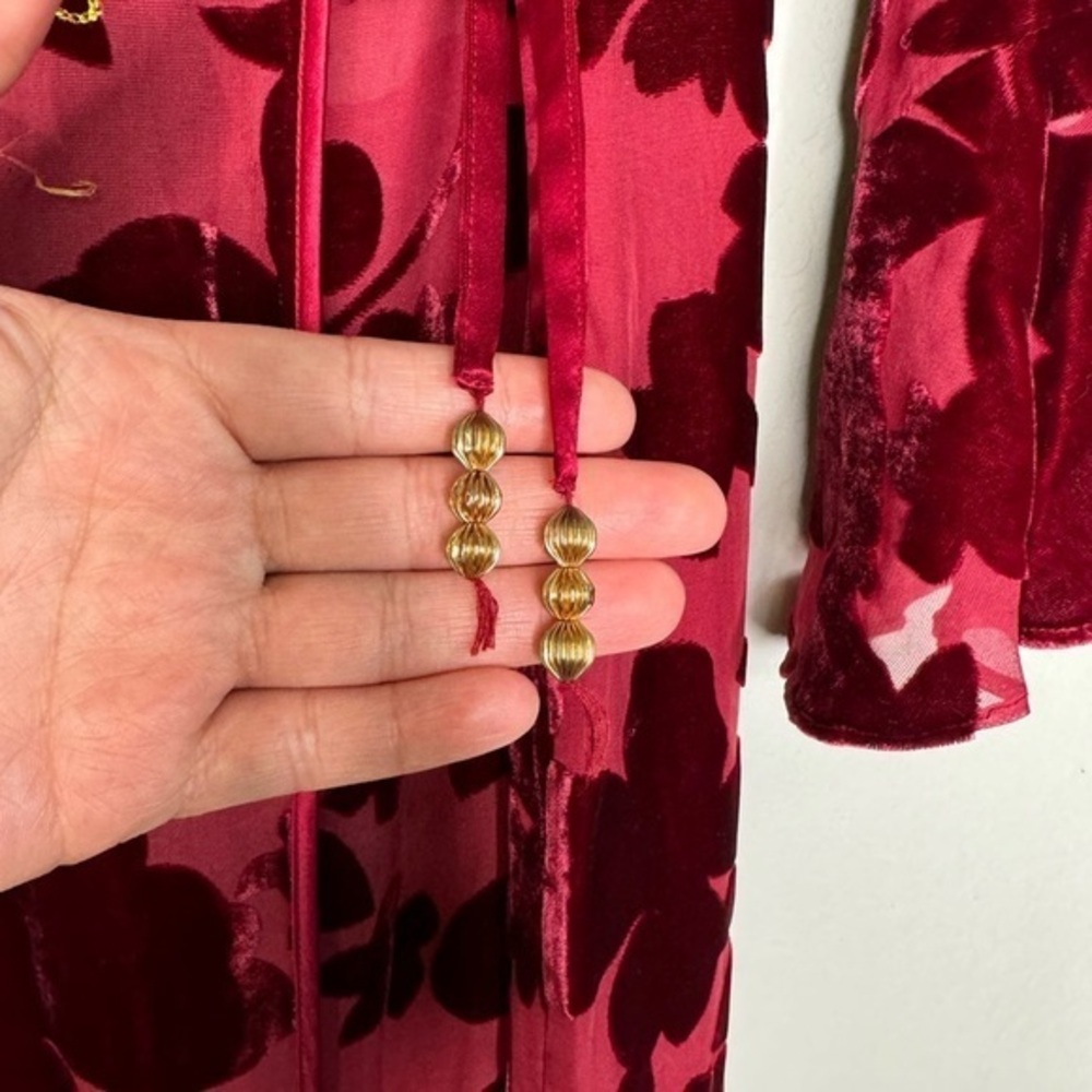 Soma Women's Silk Blend Red Wine Velvet Robe- Sz 0/1‎ (Small) - Picture 9 of 12